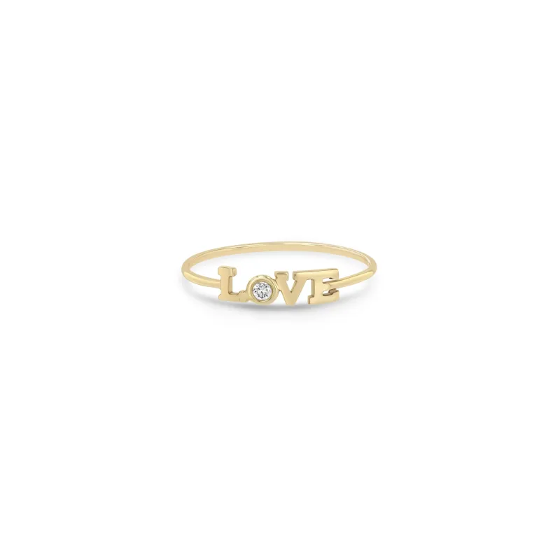 14k Itty Bitty Diamond LOVE Ring sold by Zoe Chicco