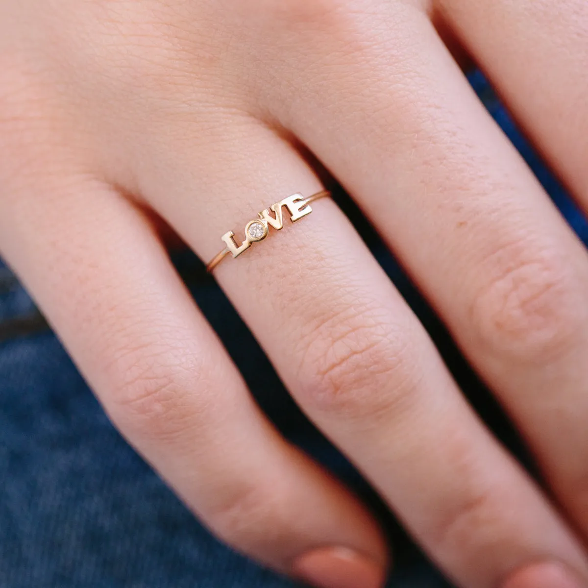 14k Itty Bitty Diamond LOVE Ring sold by Zoe Chicco product image thumbnail 3
