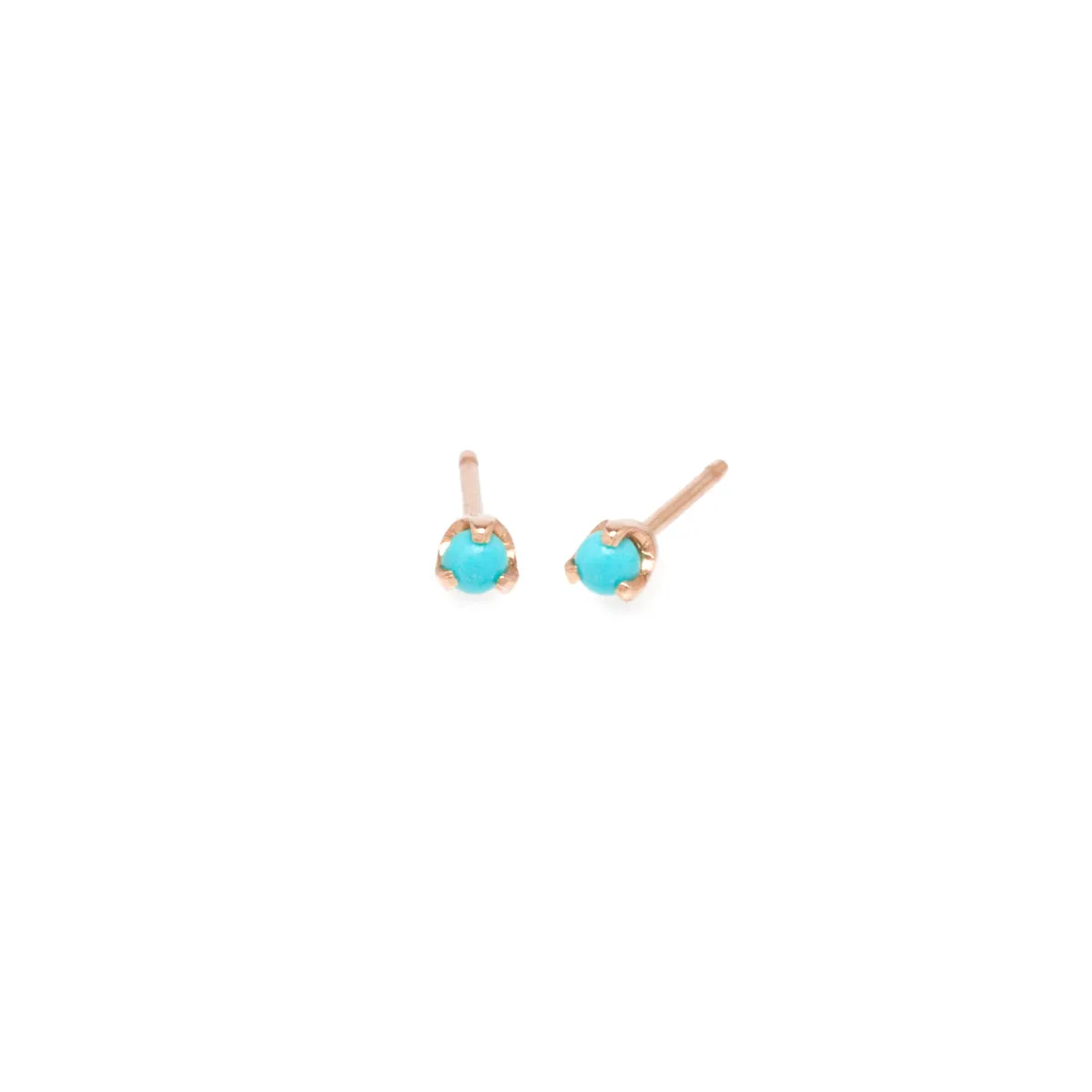 14k Turquoise Prong Studs | December Birthstone sold by Zoe Chicco product image thumbnail 2