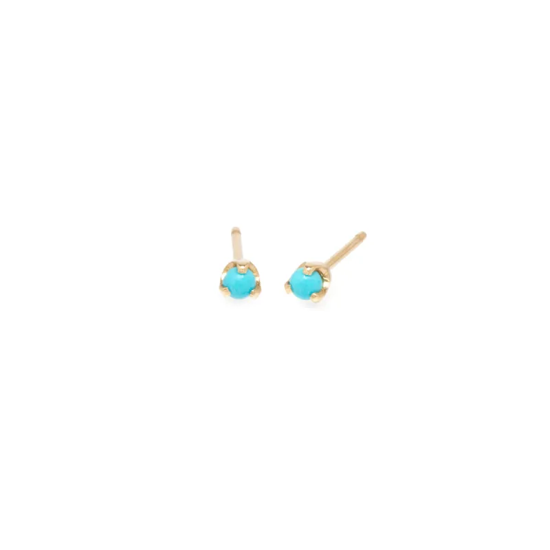 14k Turquoise Prong Studs | December Birthstone sold by Zoe Chicco