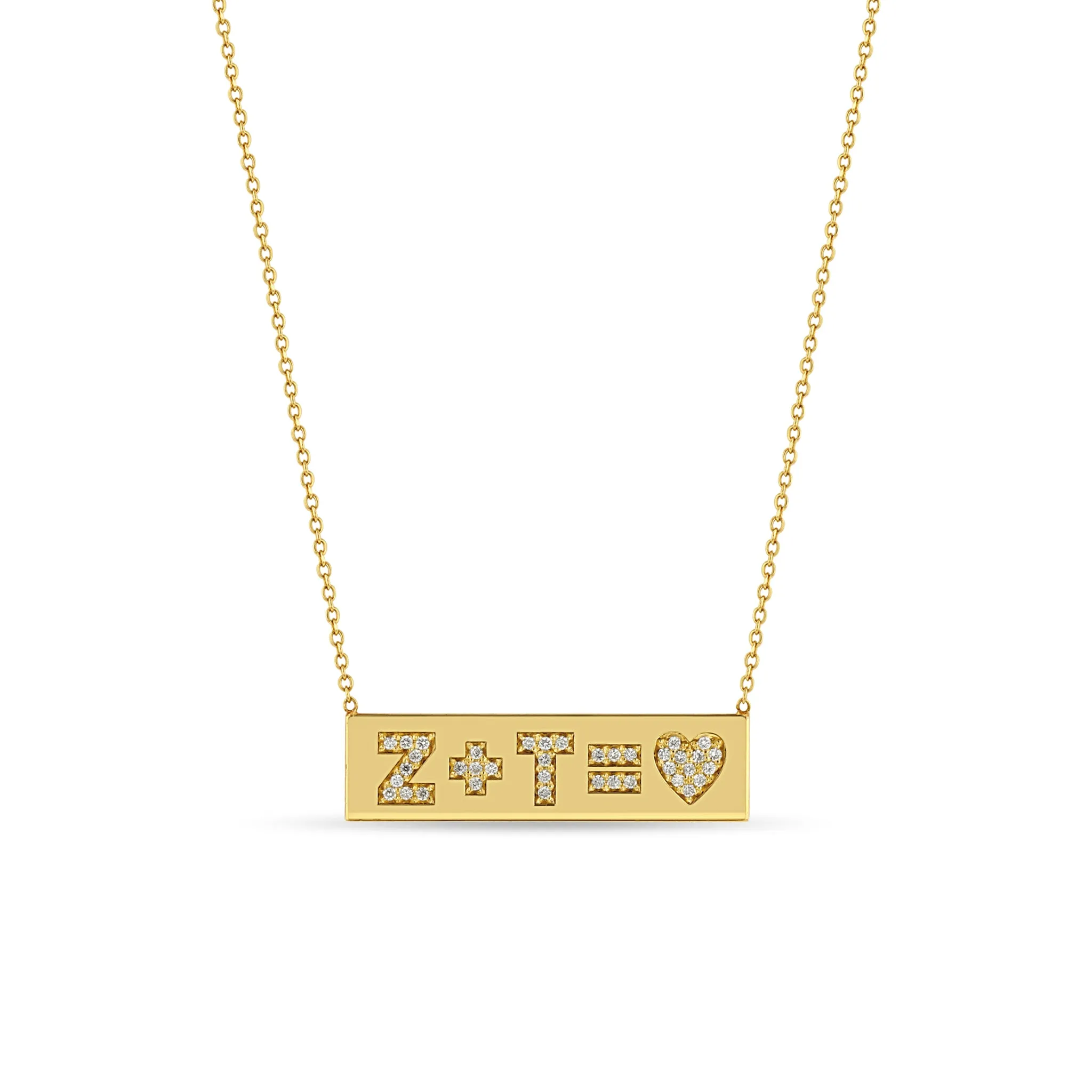 14k Pavé Diamond Heart Equation ID Necklace sold by Zoe Chicco
