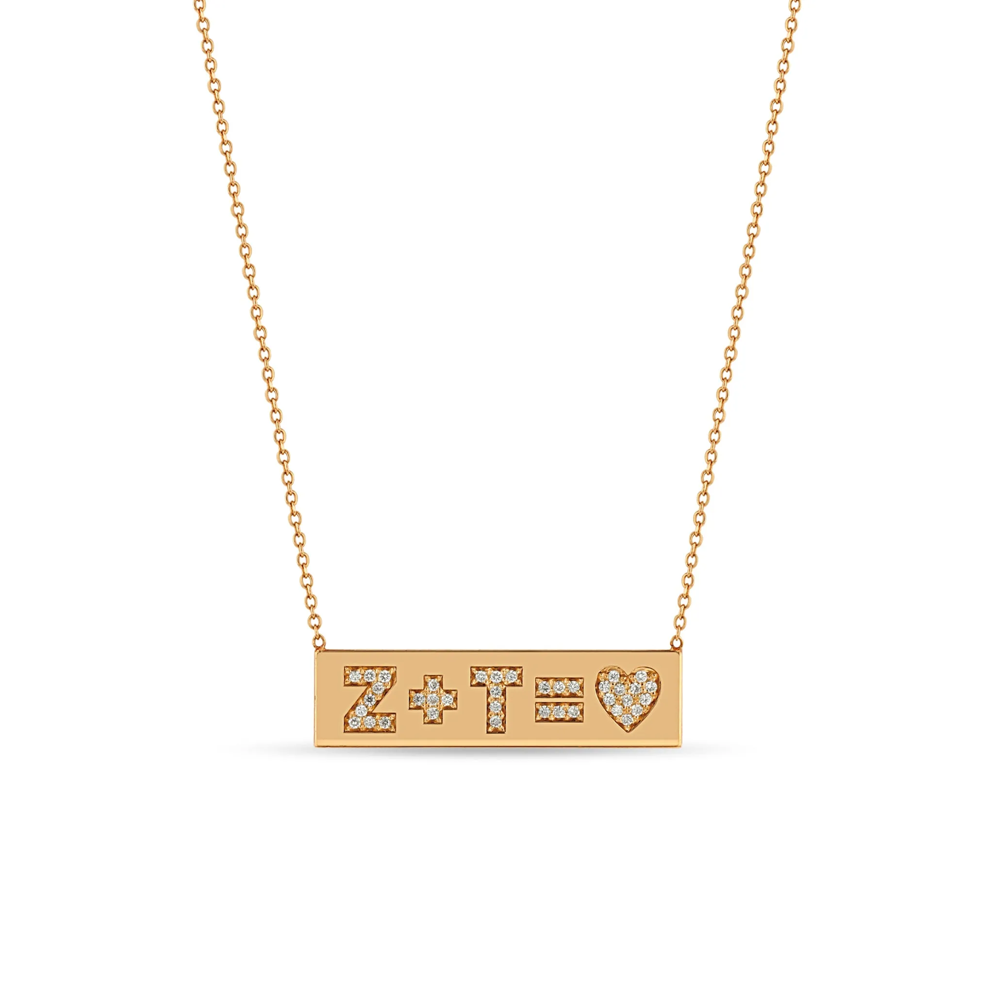 14k Pavé Diamond Heart Equation ID Necklace sold by Zoe Chicco product image thumbnail 3