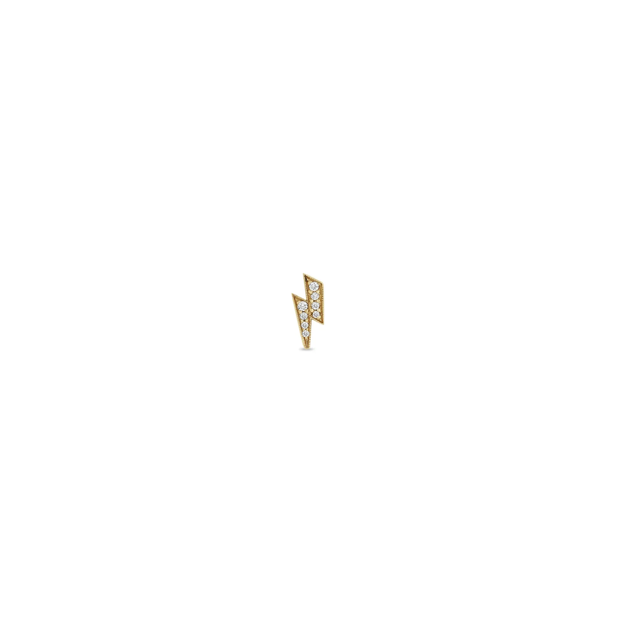 14k Midi Bitty Pavé Diamond Lightning Bolt Stud sold by Zoe Chicco product image thumbnail 3