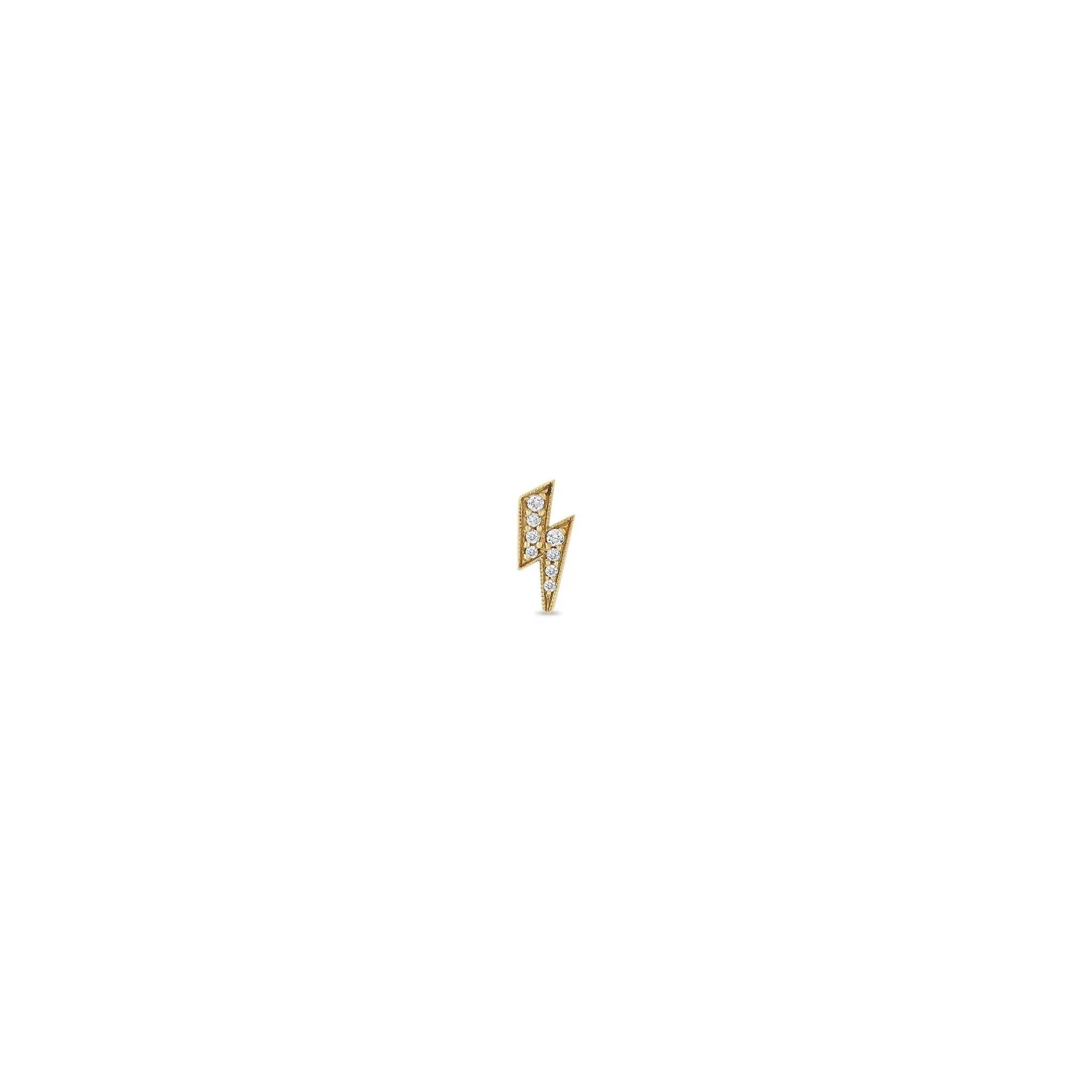 14k Midi Bitty Pavé Diamond Lightning Bolt Stud sold by Zoe Chicco