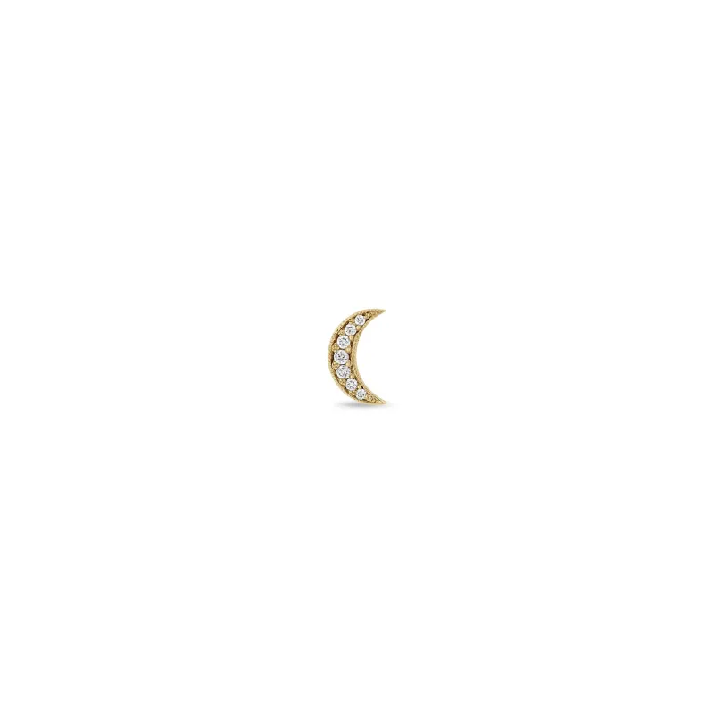 14k Midi Bitty Pavé Diamond Moon Stud sold by Zoe Chicco