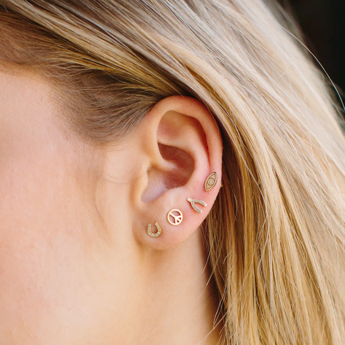 14k Midi Bitty Single Diamond Evil Eye Stud sold by Zoe Chicco product image thumbnail 2