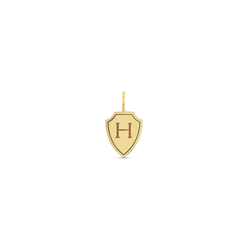 14k Single Initial Shield Charm Pendant sold by Zoe Chicco