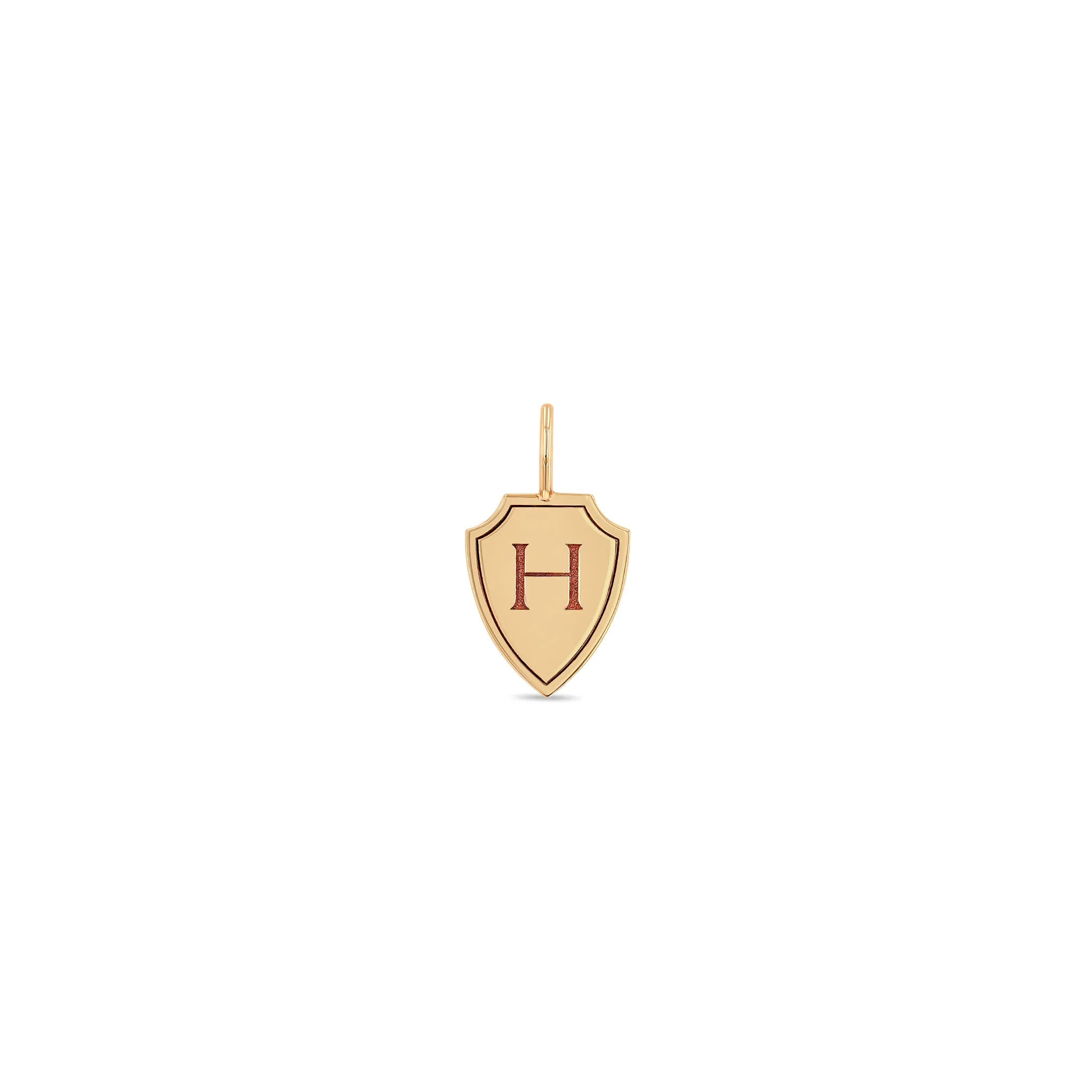 14k Single Initial Shield Charm Pendant sold by Zoe Chicco product image thumbnail 2