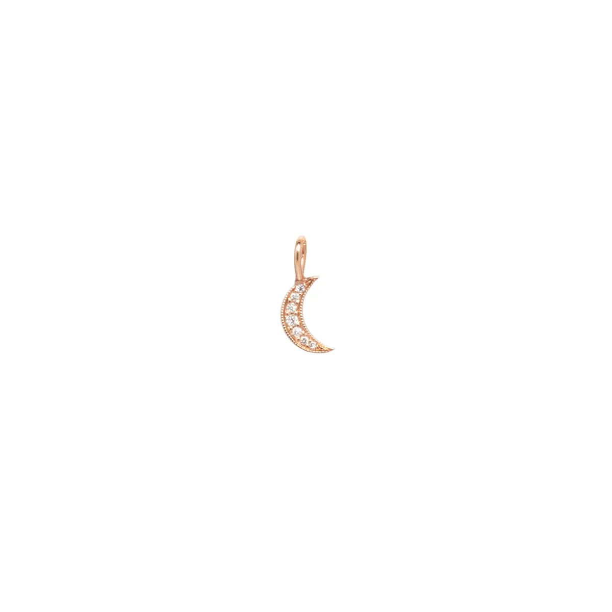 14k Single Midi Bitty Pavé Diamond Moon Charm sold by Zoe Chicco product image thumbnail 3