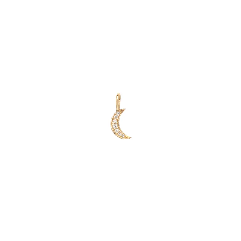 14k Single Midi Bitty Pavé Diamond Moon Charm sold by Zoe Chicco