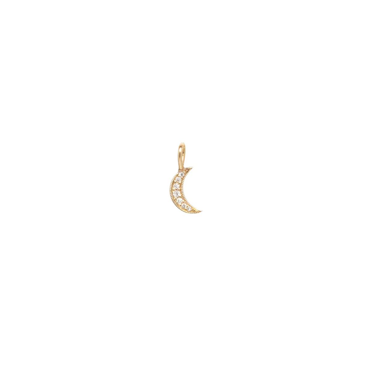 14k Single Midi Bitty Pavé Diamond Moon Charm sold by Zoe Chicco