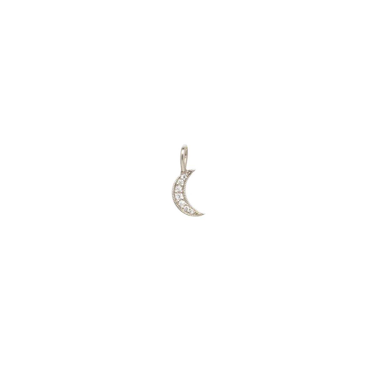 14k Single Midi Bitty Pavé Diamond Moon Charm sold by Zoe Chicco product image thumbnail 4