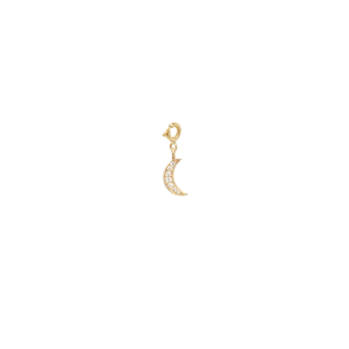 14k Single Midi Bitty Pavé Diamond Moon Charm sold by Zoe Chicco product image thumbnail 2