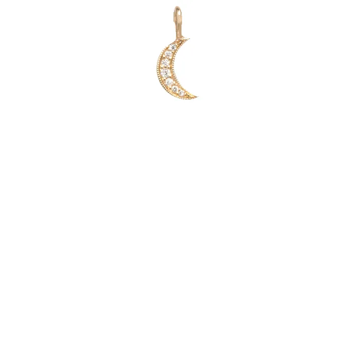 14k Midi Bitty Pavé Diamond Moon Charm sold by Zoe Chicco product image thumbnail 2