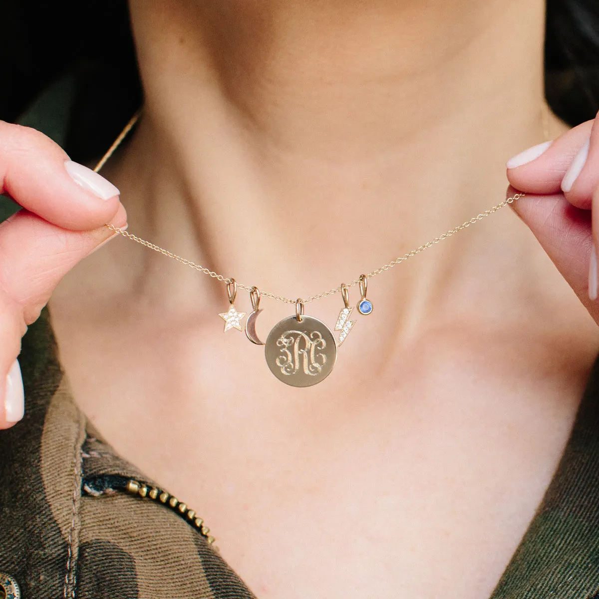 14k Single Midi Bitty Moon Charm sold by Zoe Chicco product image thumbnail 2