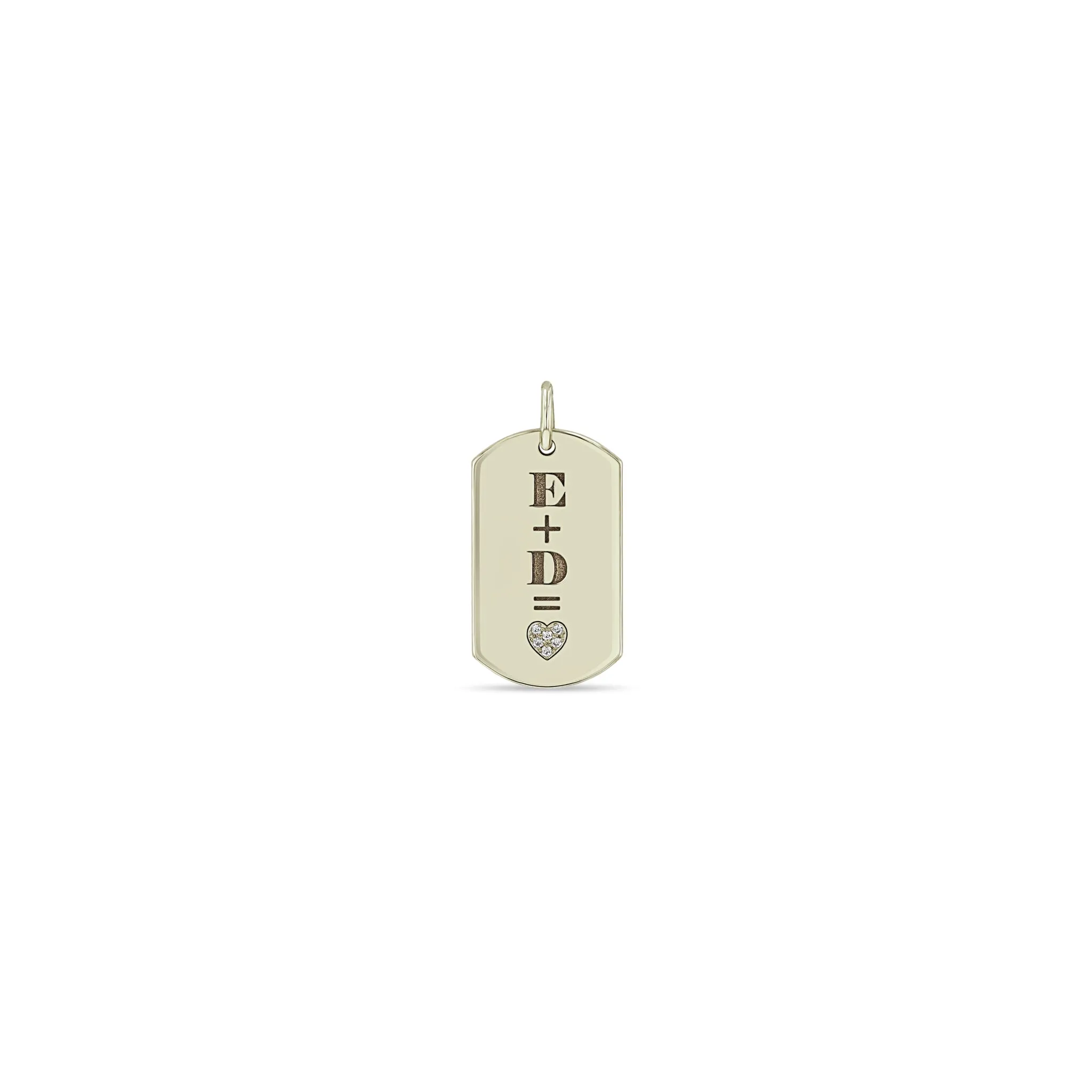 14k Single Pavé Diamond Heart Equation Medium Dog Tag Charm sold by Zoe Chicco product image thumbnail 4