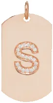 14k Pavé Diamond Initial Medium Dog Tag Charm Pendant sold by Zoe Chicco product image thumbnail 3