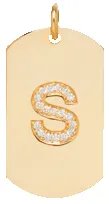 14k Pavé Diamond Initial Medium Dog Tag Charm Pendant sold by Zoe Chicco product image thumbnail 2