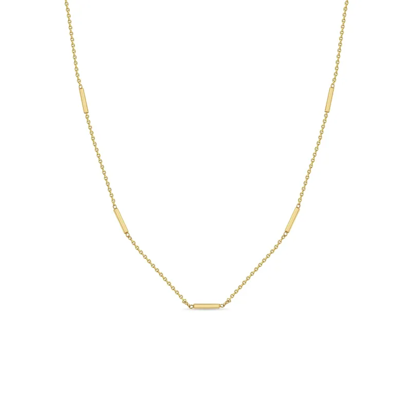 14k 5 Horizontal Tiny Bar Station Necklace sold by Zoe Chicco