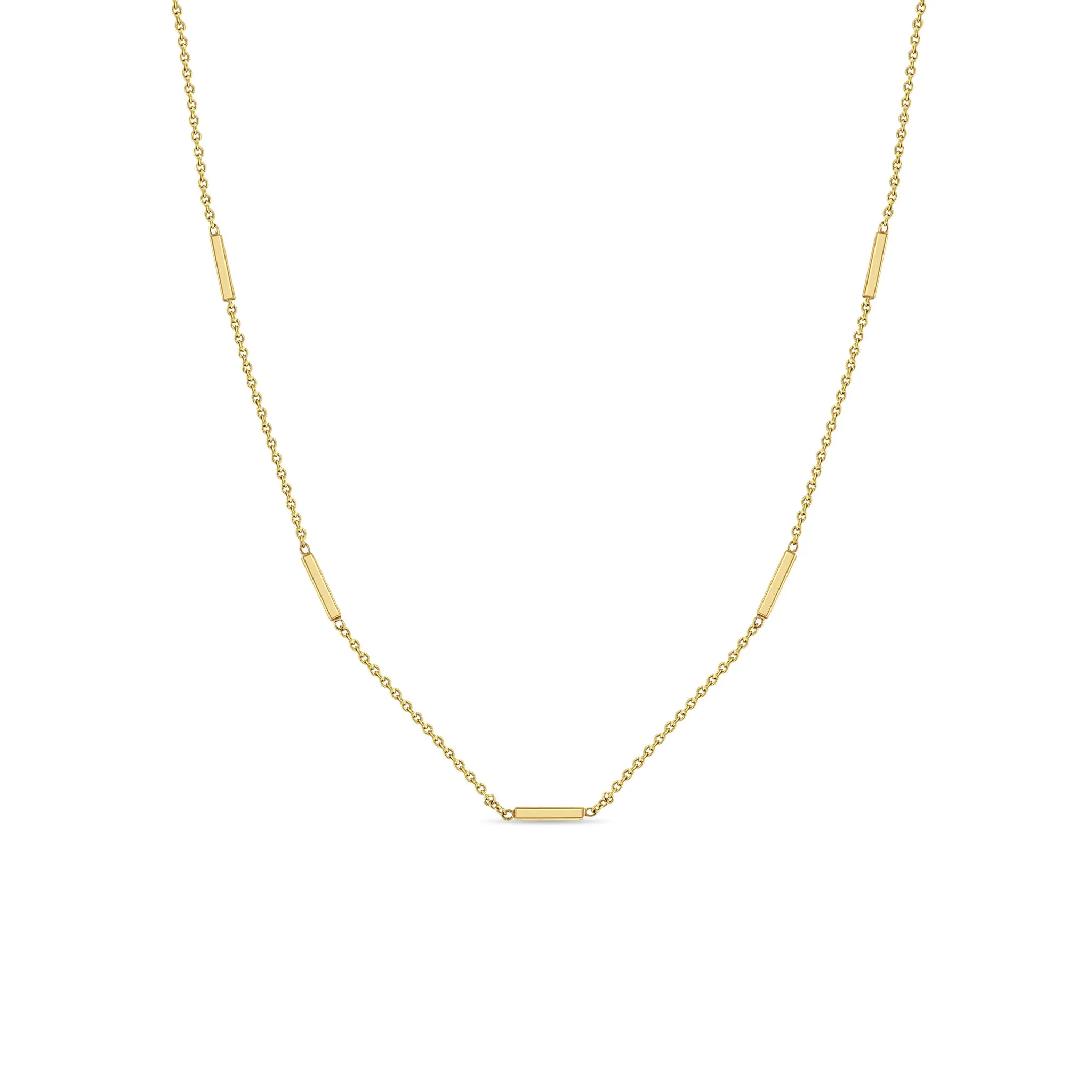 14k 5 Horizontal Tiny Bar Station Necklace sold by Zoe Chicco