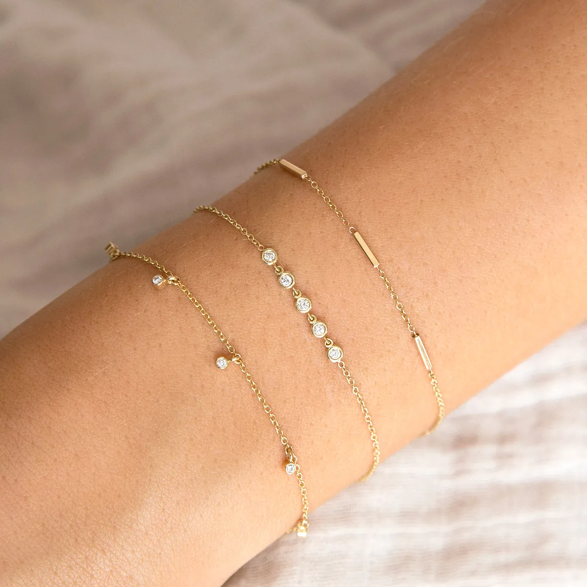 14k 5 Horizontal Tiny Bar Station Bracelet sold by Zoe Chicco product image thumbnail 2