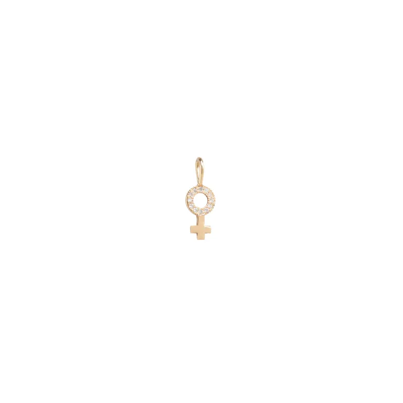 14k Midi Bitty Pavé Diamond Female Symbol Charm sold by Zoe Chicco