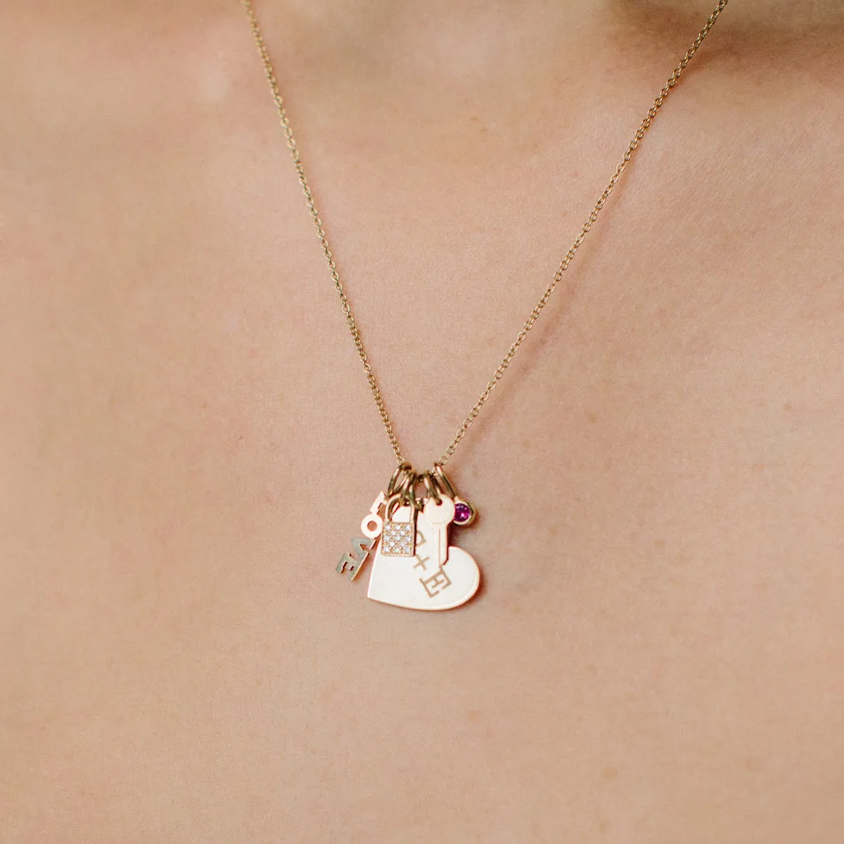 14k Single Midi Bitty Pavé Diamond Padlock Charm sold by Zoe Chicco product image thumbnail 4