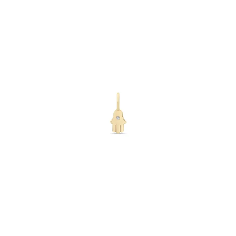 14k Single Midi Bitty Diamond Hamsa Charm sold by Zoe Chicco