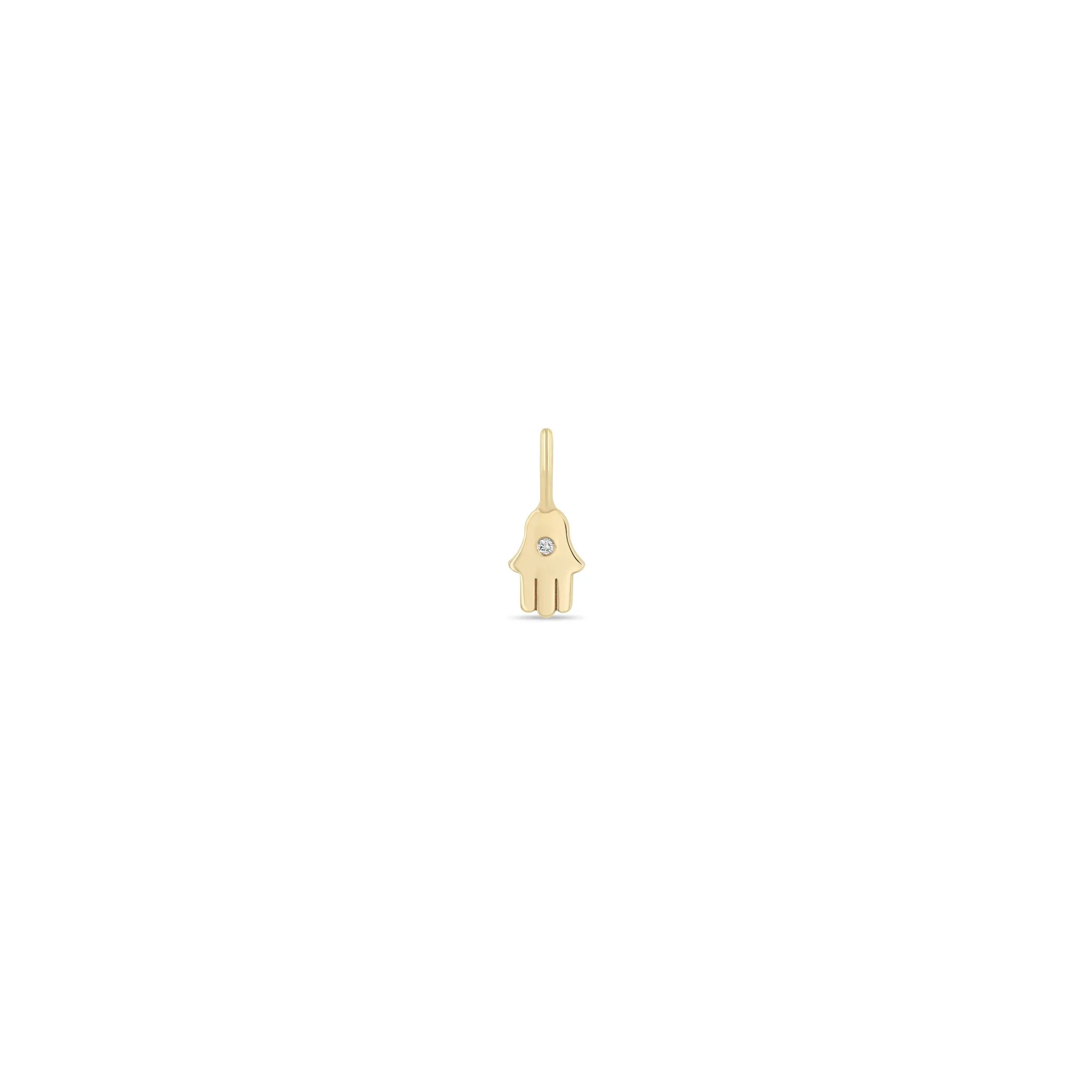 14k Single Midi Bitty Diamond Hamsa Charm sold by Zoe Chicco