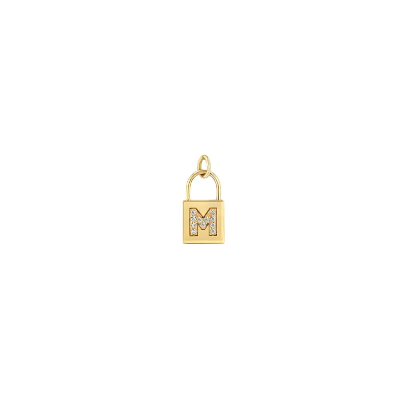 14k Pavé Diamond Initial Letter Small Padlock Charm sold by Zoe Chicco