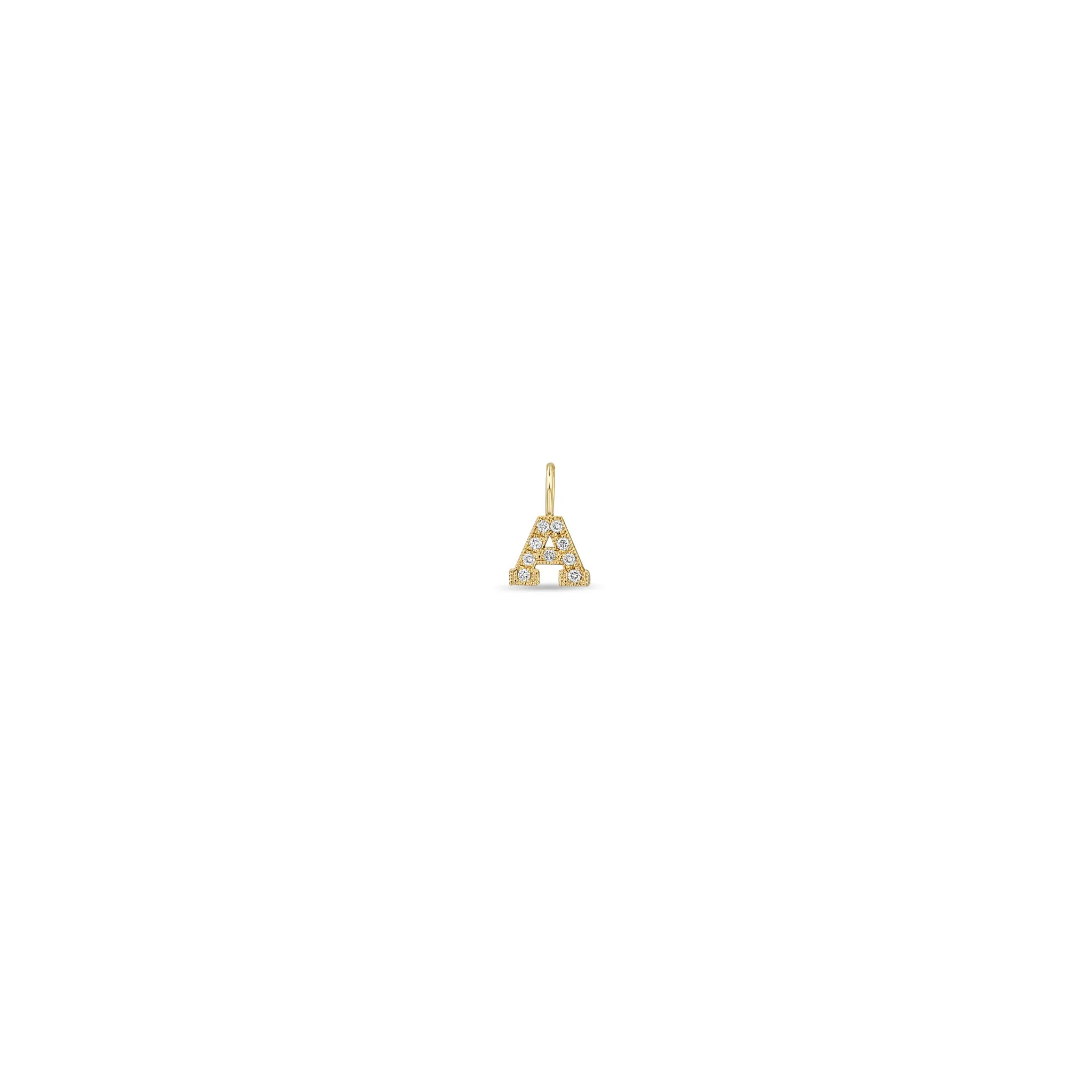 14k Single Pavé Diamond Initial Letter Charm Pendant sold by Zoe Chicco