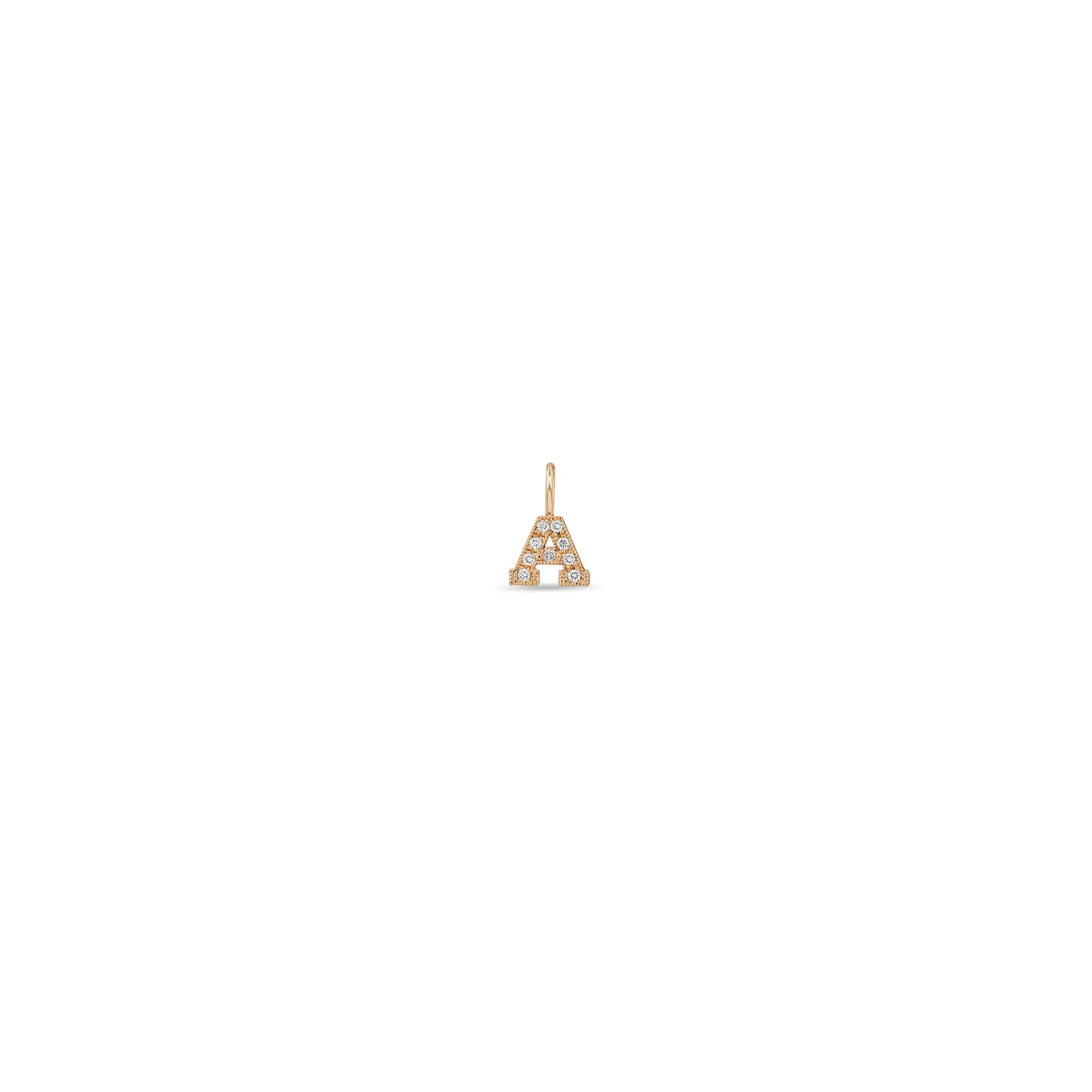 14k Single Pavé Diamond Initial Letter Charm Pendant sold by Zoe Chicco product image thumbnail 3