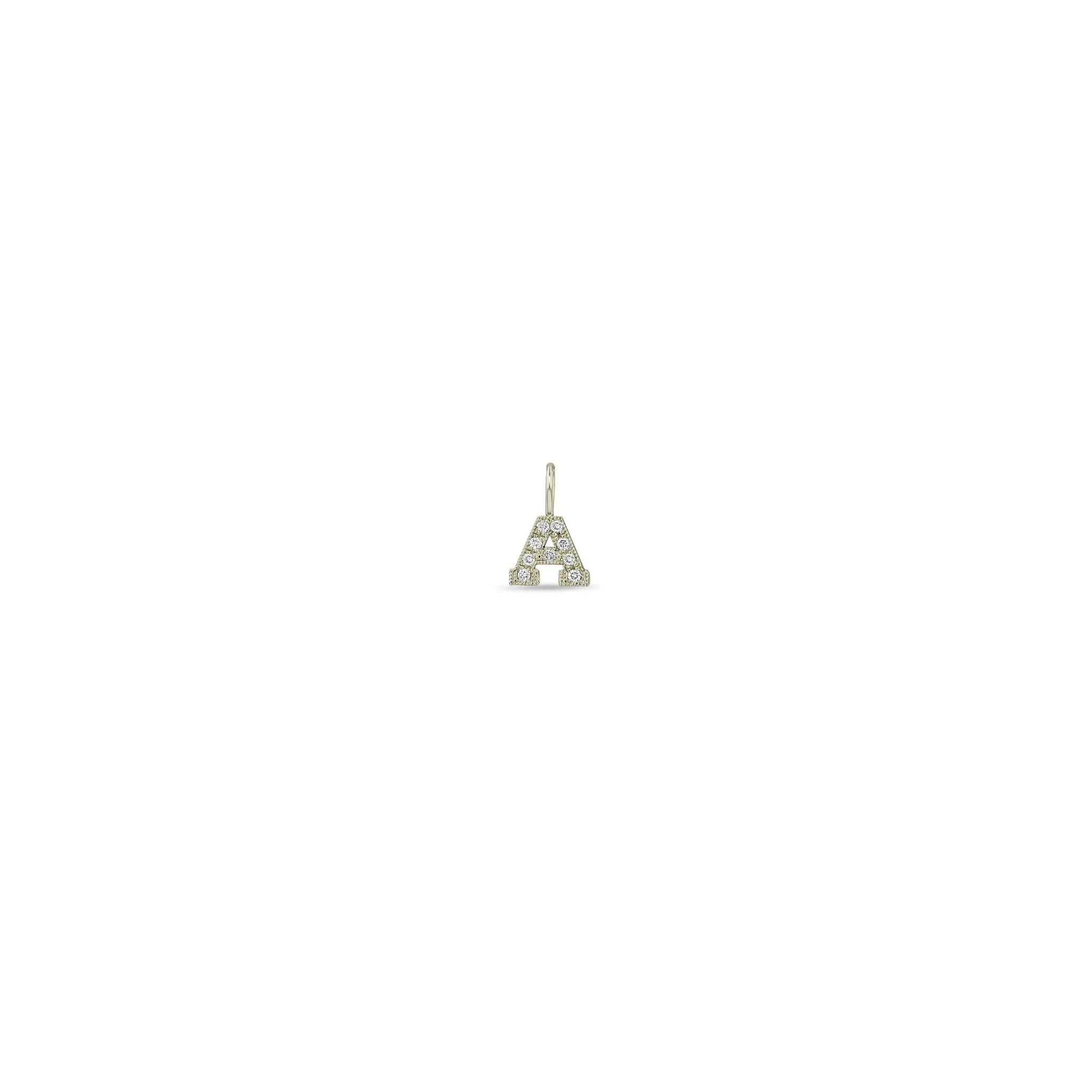 14k Single Pavé Diamond Initial Letter Charm Pendant sold by Zoe Chicco product image thumbnail 4
