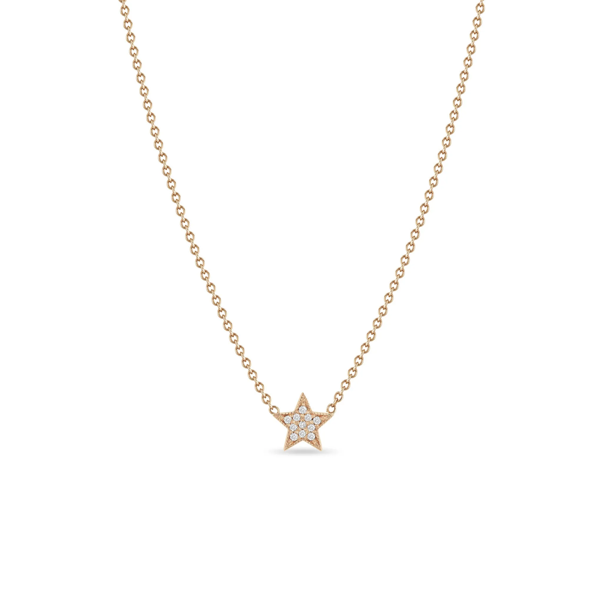 14k Midi Bitty Pavé Diamond Star Necklace sold by Zoe Chicco product image thumbnail 3