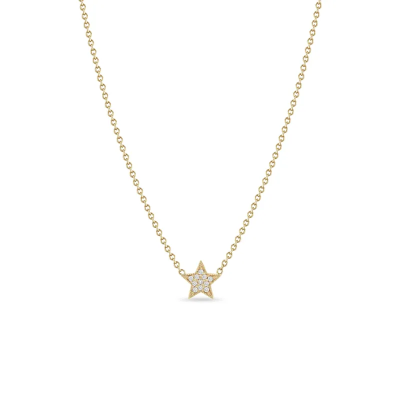 14k Midi Bitty Pavé Diamond Star Necklace sold by Zoe Chicco