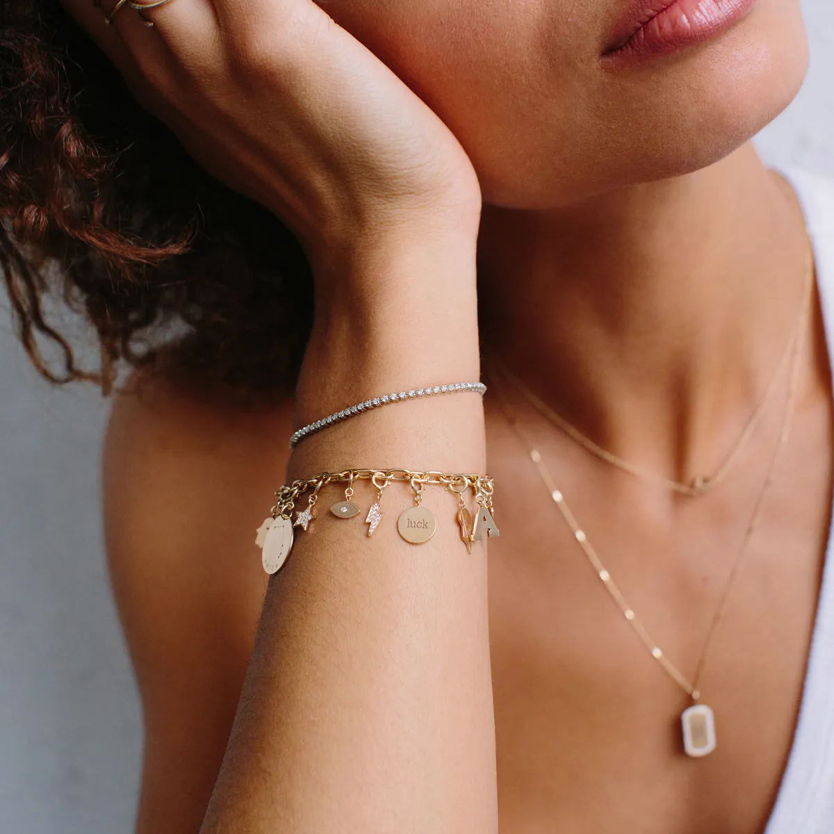 14k Single Large Initial Letter Charm Pendant sold by Zoe Chicco product image thumbnail 2