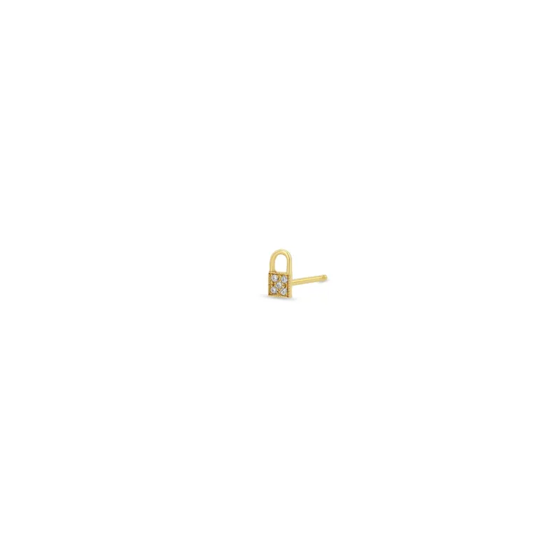 14k Itty Bitty Pavé Diamond Padlock Stud sold by Zoe Chicco