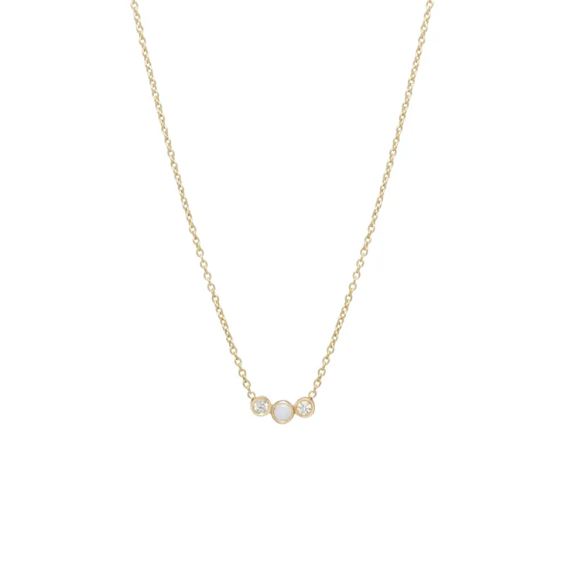 14k Graduated Opal & Diamond Bezel Necklace sold by Zoe Chicco