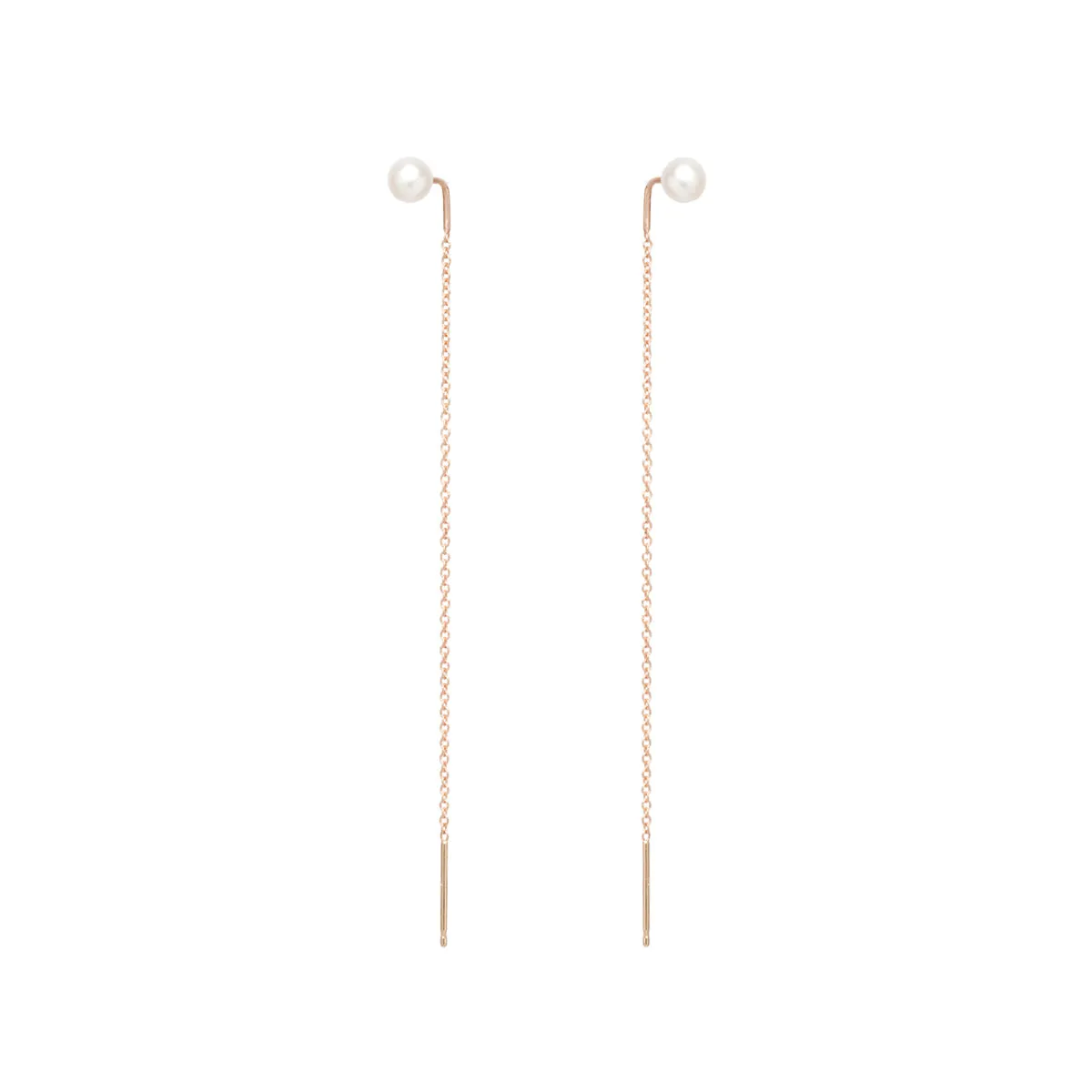 14k Pearl Threader Earrings sold by Zoe Chicco product image thumbnail 3