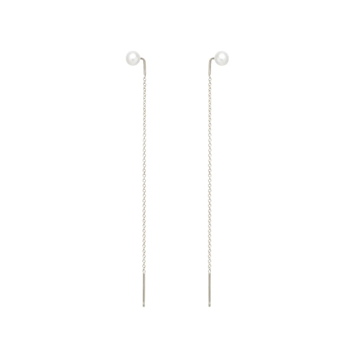 14k Pearl Threader Earrings sold by Zoe Chicco product image thumbnail 4