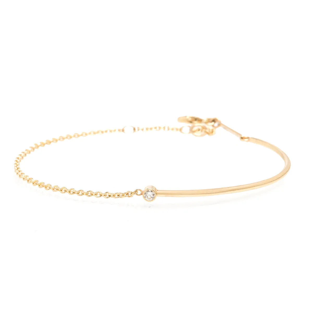 14k Diamond Bezel Mixed Wire & Chain Bracelet sold by Zoe Chicco