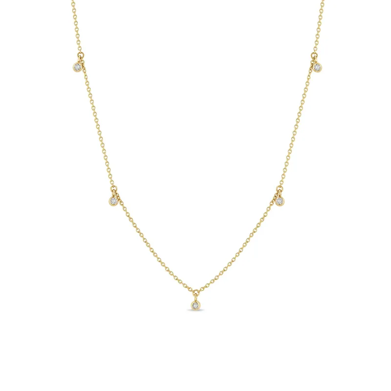 14k 5 Dangling Diamond Bezel Necklace sold by Zoe Chicco