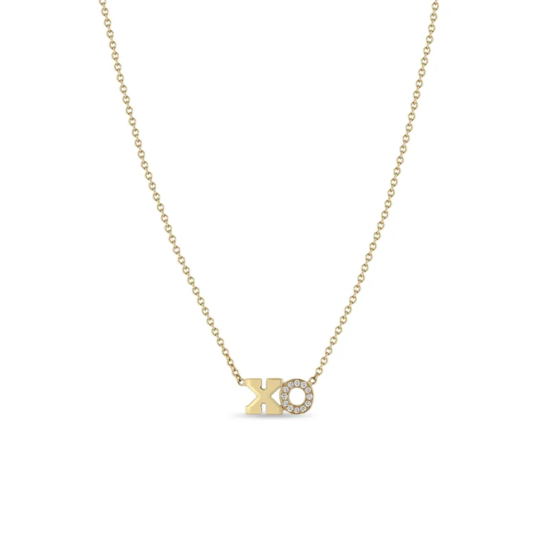 14k Gold 2 Initial Letter Pavé Diamond Necklace sold by Zoe Chicco