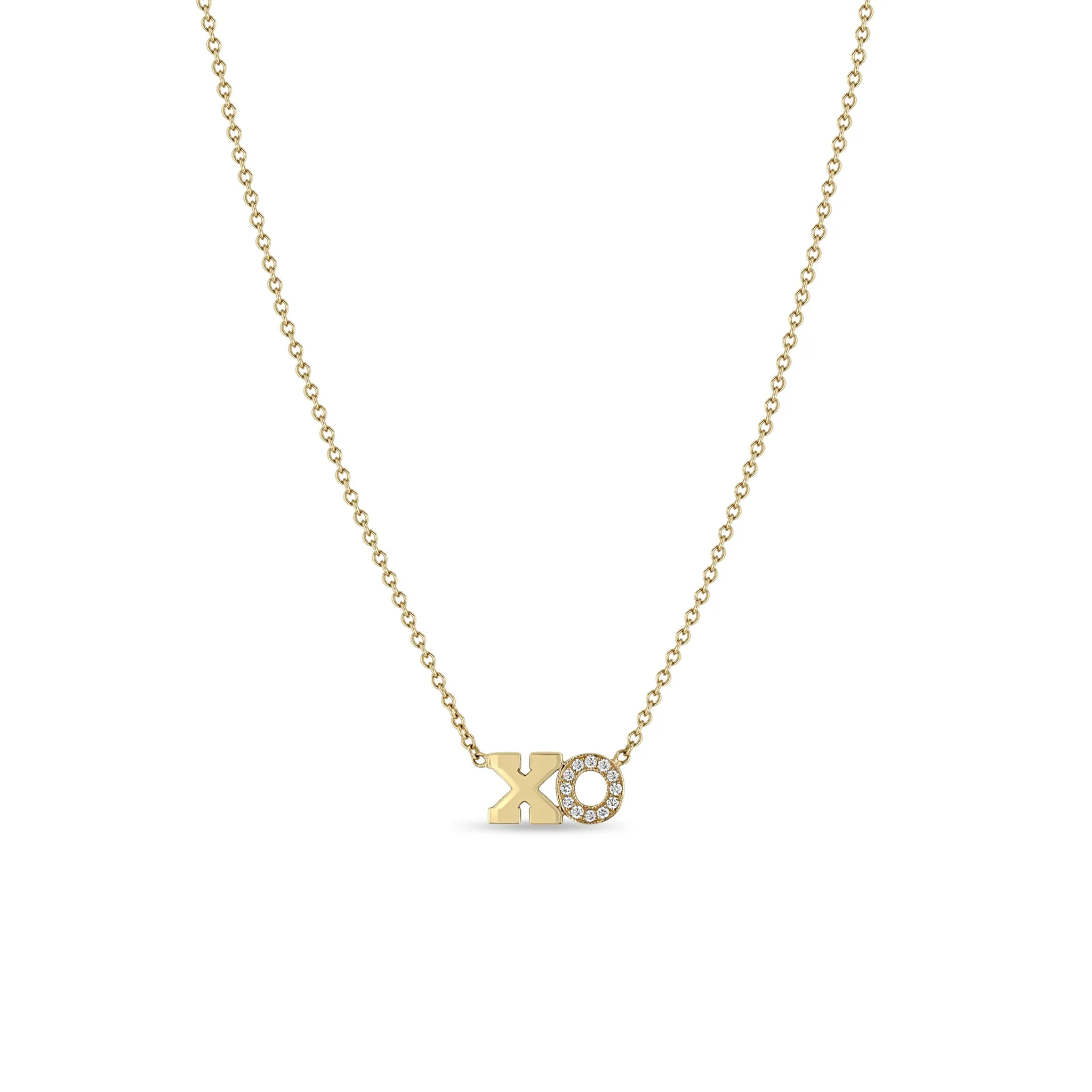 14k Gold 2 Initial Letter Pavé Diamond Necklace sold by Zoe Chicco