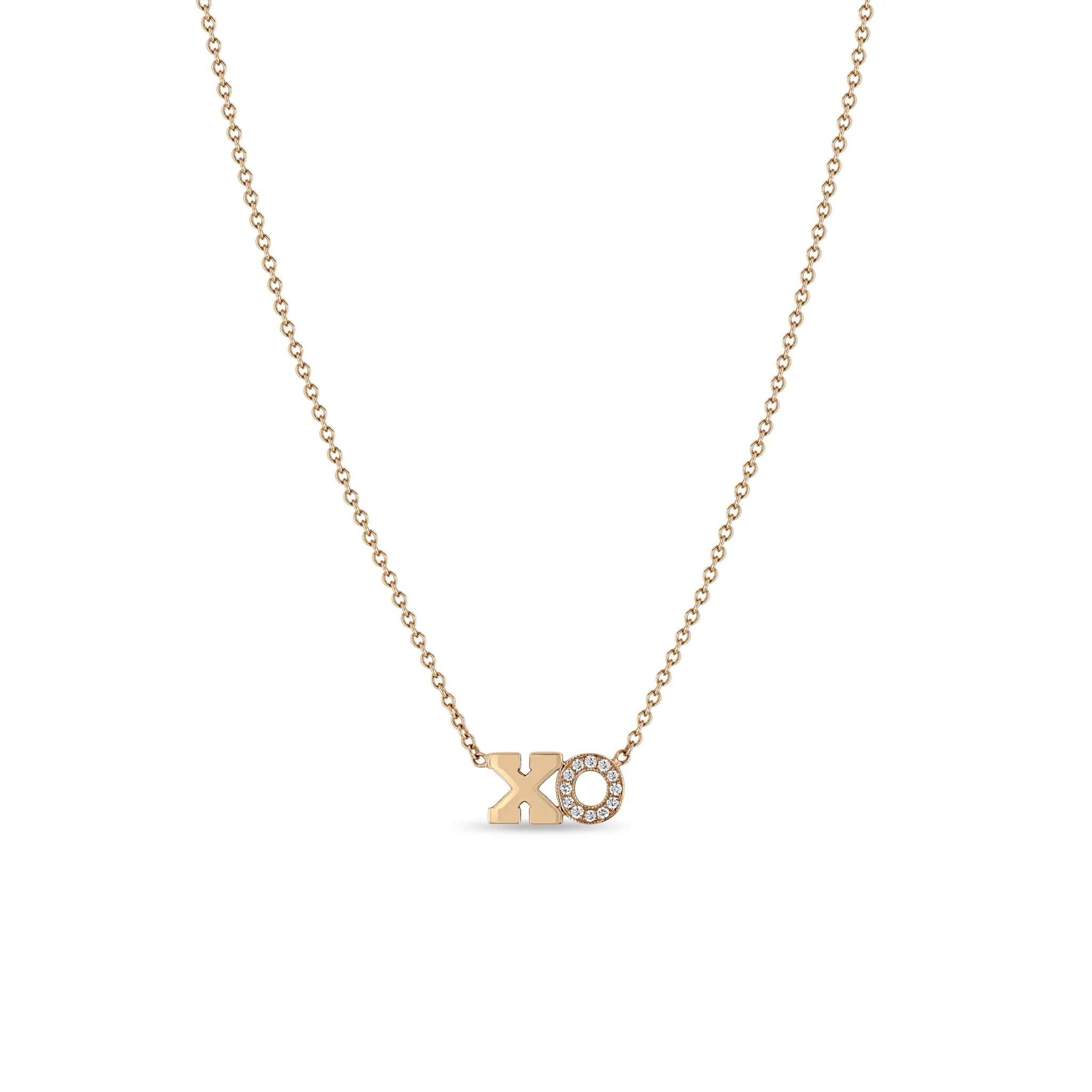 14k Gold 2 Initial Letter Pavé Diamond Necklace sold by Zoe Chicco product image thumbnail 2