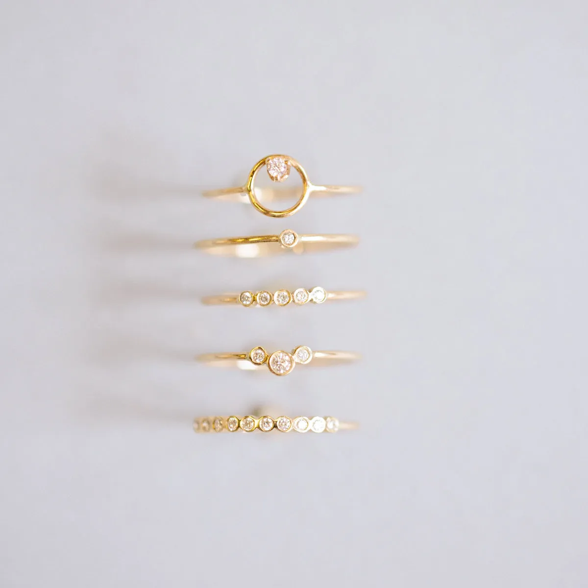 14k 3 Small Graduated Diamond Bezel Curve Ring sold by Zoe Chicco product image thumbnail 4