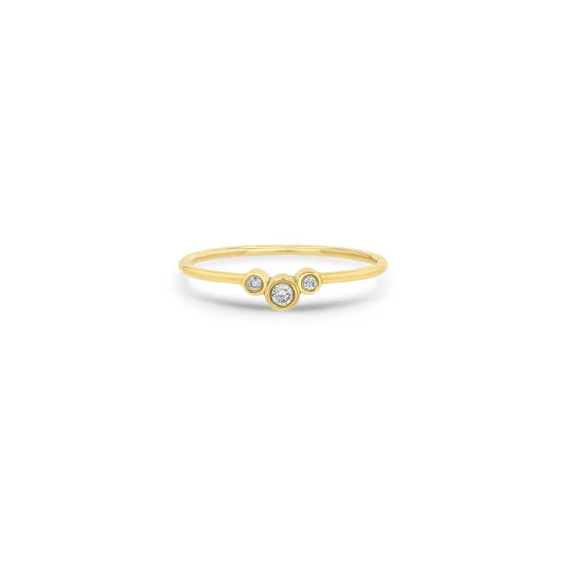 14k 3 Small Graduated Diamond Bezel Curve Ring sold by Zoe Chicco
