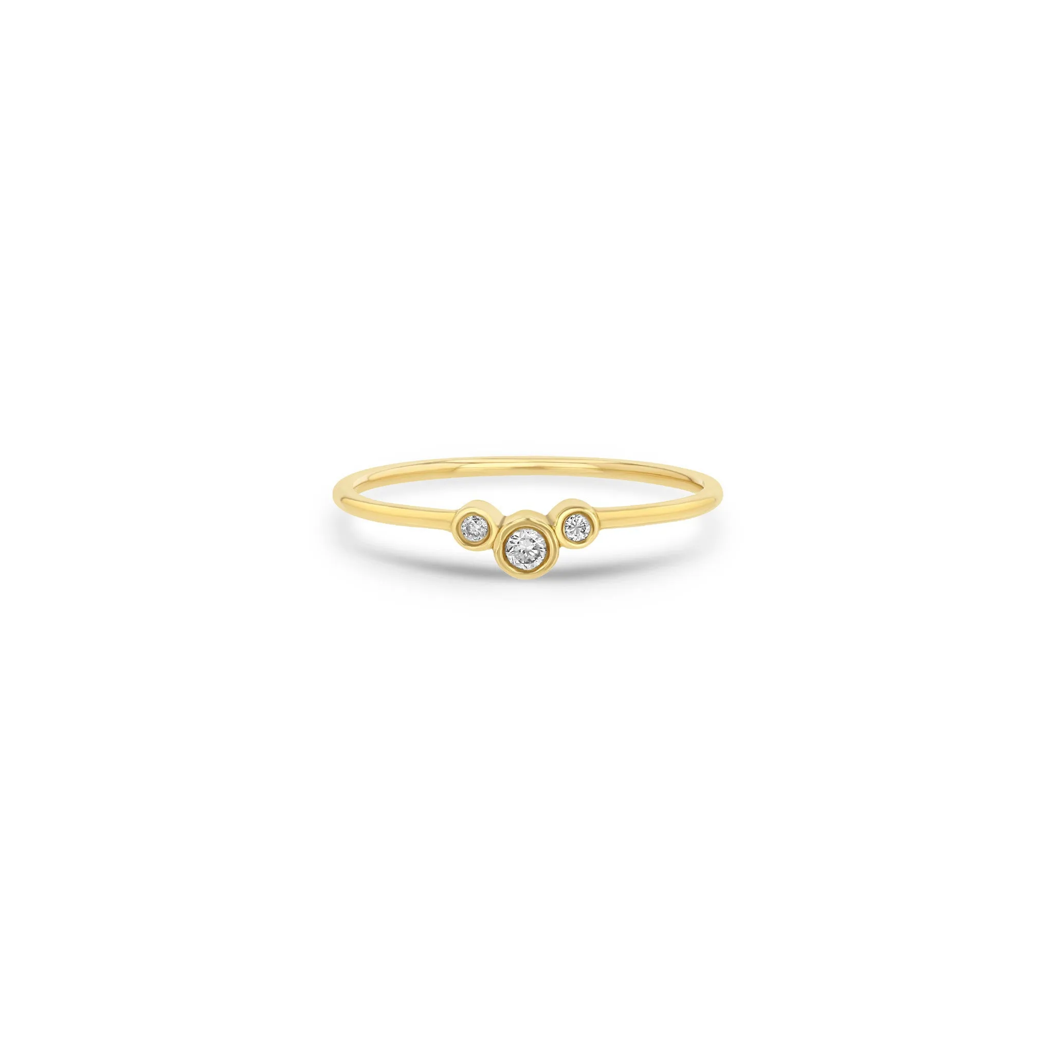 14k 3 Small Graduated Diamond Bezel Curve Ring sold by Zoe Chicco