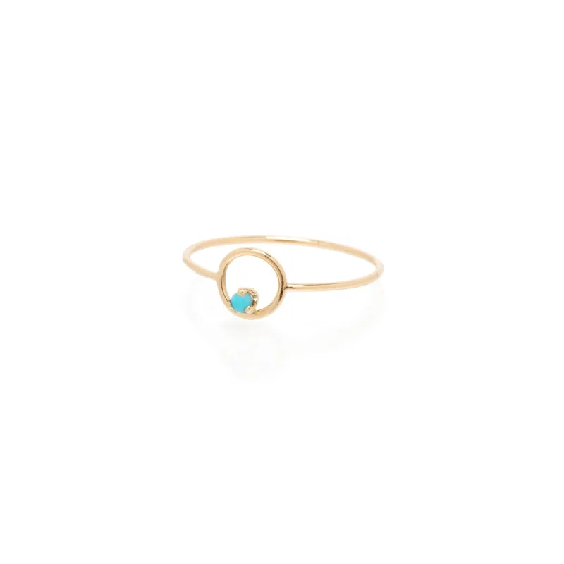 14k Small Circle Prong Turquoise Ring made by Zoe Chicco
