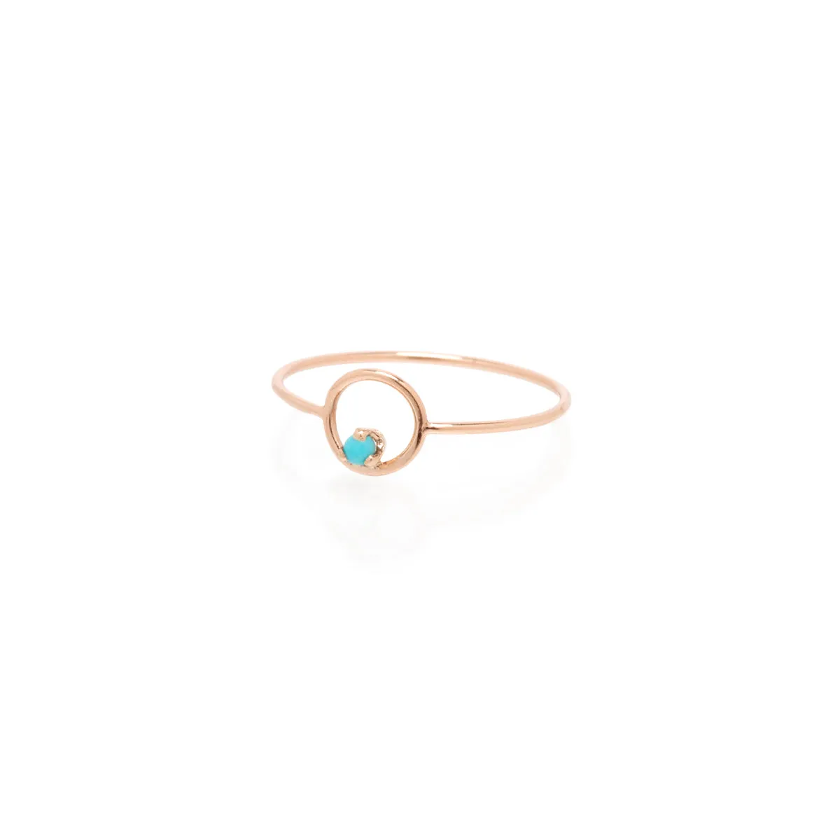 14k Small Circle Prong Turquoise Ring sold by Zoe Chicco product image thumbnail 3
